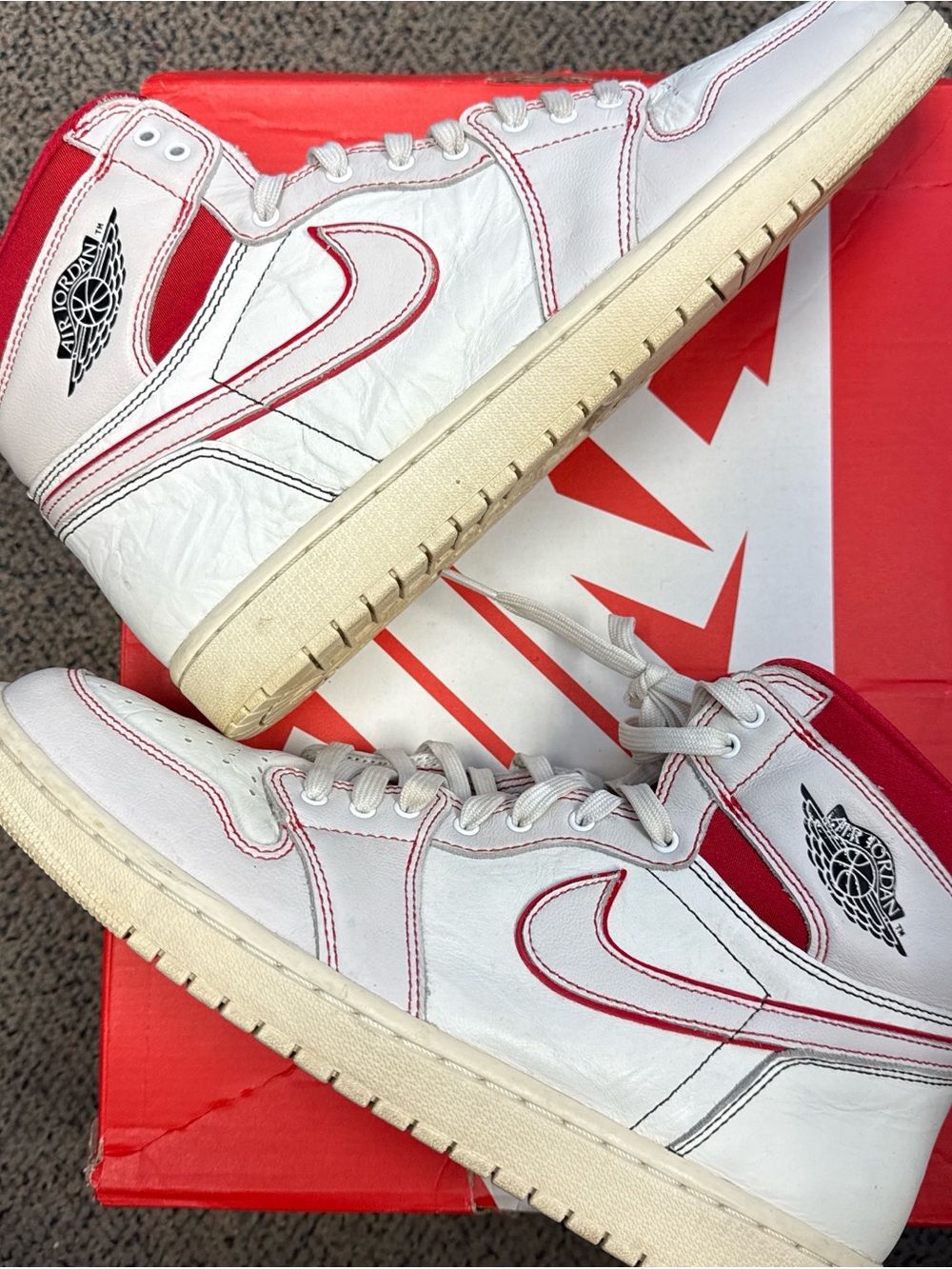 Jordan 1 Retro High Phantom Gym Red Men’s High-Top Sneakers White Red